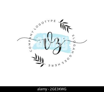 VZ Feminine logo beauty monogram and elegant logo design, handwriting logo of initial signature, wedding, fashion, floral and botanical with creative Stock Vector