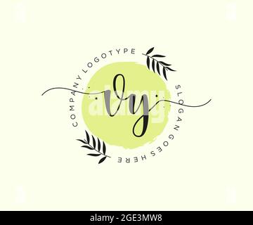 VY Feminine logo beauty monogram and elegant logo design, handwriting logo of initial signature, wedding, fashion, floral and botanical with creative Stock Vector