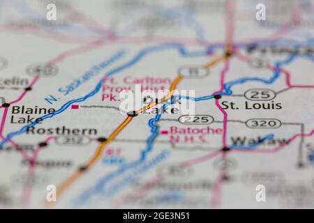 Duck Lake Saskatchewan Canada Shown on a road map or Geography map Stock Photo
