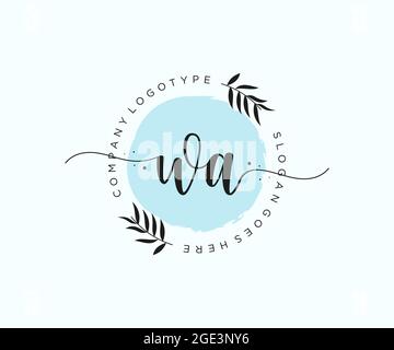 WA Feminine logo beauty monogram and elegant logo design, handwriting logo of initial signature, wedding, fashion, floral and botanical with creative Stock Vector