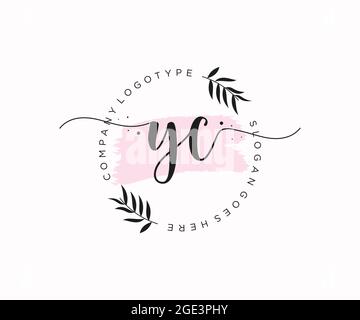 YC Feminine logo beauty monogram and elegant logo design, handwriting logo of initial signature, wedding, fashion, floral and botanical with creative Stock Vector