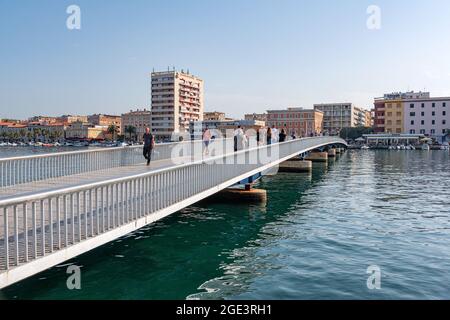 Pedestrian bridge of the city of Zadar, Dalmatia, Croatia. Stock Photo