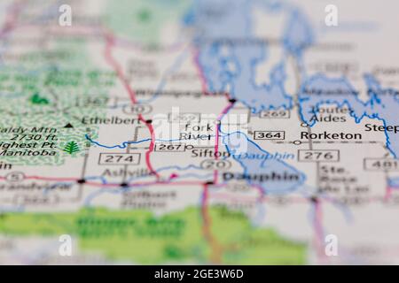 Fork River Saskatchewan Canada Shown on a road map or Geography map Stock Photo