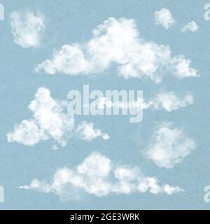 Realistic Cloud Element Vector Set In Blue Background Stock Vector Image Art Alamy