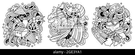 Maldives cartoon vector doodle designs set. Stock Vector