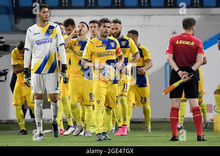 Ferrara, Italy. 15th Aug, 2021. Frosinone players during the Italy cup football match between Venezia FC and Frosinone Calcio at Paolo Mazza stadium in Ferrara (Italy), August 15th, 2021. Photo Andrea Staccioli/Insidefoto Credit: insidefoto srl/Alamy Live News Stock Photo