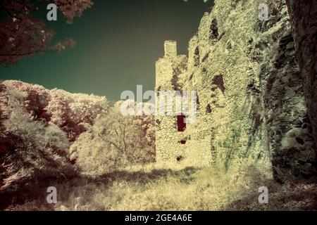 boyne castle portsoy scotland infrared. Stock Photo