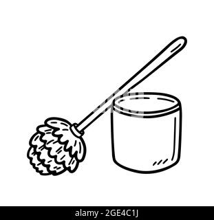 Toilet brush isolated on white background. Tool for keeping clean. Vector hand-drawn illustration in doodle style. Suitable for your projects Stock Vector
