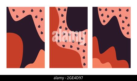Autumn. Vector backgrounds set with copy space. Abstract colorful wavy banners with fallen leaves Stock Vector