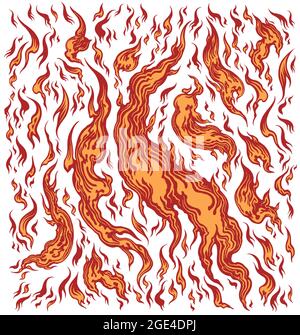 Flames. Editable hand drawn illustration. Vector engraving. Isolated on white background. 8 EPS Stock Vector