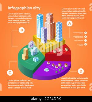 City infographics in isometric with town houses Stock Vector