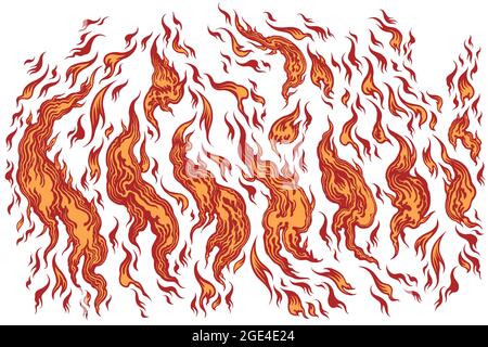 Flames. Editable hand drawn illustration. Vector engraving. Isolated on white background. 8 EPS Stock Vector