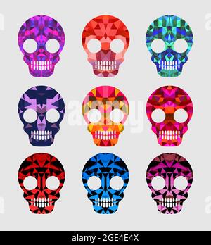 Set of Halloween Skulls Illustration Stock Vector Image & Art - Alamy