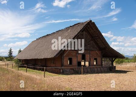Reconstruction of a Gallo-Roman worker's house at Amphoralis museum in Sallèles-d'Aude in Southern France. Stock Photo