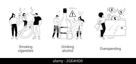 Bad habits abstract concept vector illustrations. Stock Vector