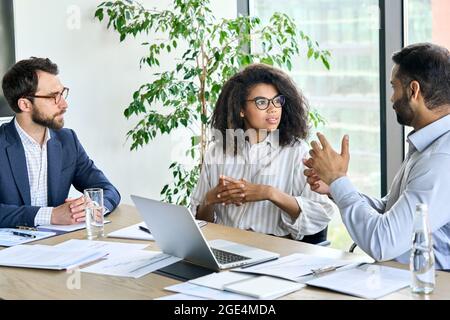 International business executive team having discussion at boardroom meeting. Stock Photo