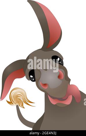 Vector image of a funny donkey in a playful mood located on a diagonal canvas. EPS Stock Vector