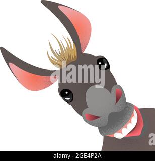 Vector image of a funny donkey in a playful mood located on a diagonal canvas. EPS Stock Vector