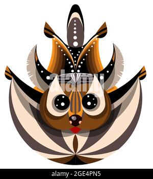 Vector image of flying squirrel in flight. Made with Fibonacci circles Stock Vector