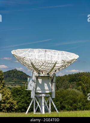 Ionospheric observatory with a giant satellite dish for receiving a satellite signal. Stock Photo