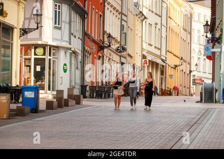 Wismar, Germany - July 12, 2021: The streets of old Wismar Stock Photo