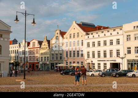 Wismar, Germany - July 12, 2021: The streets of old Wismar Stock Photo