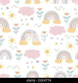Cute rainbow patterns Creative childish print for fabric, wrapping, textile, wallpaper, apparel. Vector illustration Stock Vector