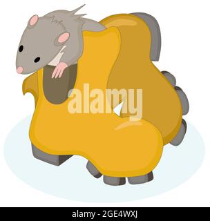 Vector image of a rat sitting in a boot Stock Vector