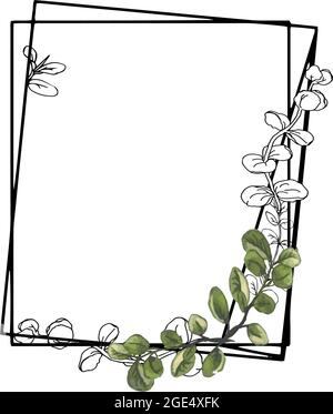 Watercolor floral clipart, natural green leaves frames, wreath and ...