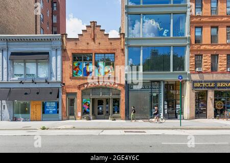 424-430 Columbus Avenue are four commercial storefronts facing the American Museum of Natural History. Stock Photo