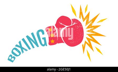 Vector vintage logo for a boxing with glove. Vintage logo for boxing. Stock Vector