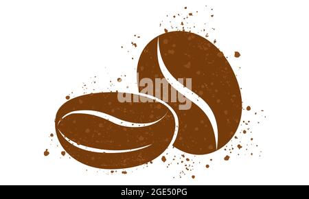 Vector vintage illustration of coffee beans. Vector icon of coffee bean in grunge style. Stock Vector