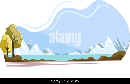 Vector nature background image with hills, sea and green zone. EPS 10. Concept. Cartoon style Stock Vector