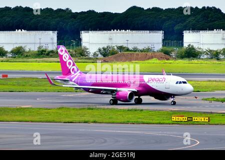 Peach Aviation, Airbus, A320 CEO, WL, JA06VA, Taxi to TO, Tokyo Narita Airport, Chiba, Japan