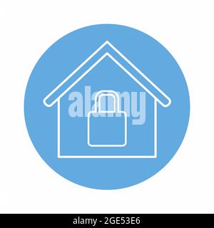 Vector Graphic of Secure House - Blue Monochrome Style - simple illustration. Editable stroke. Design template vector.outline style design.Vector grap Stock Vector
