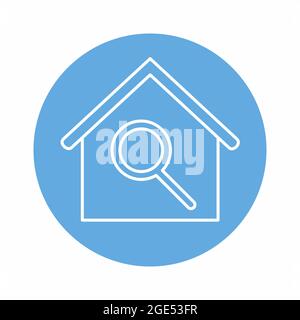 Vector Graphic of House Search - Blue Monochrome Style - simple illustration. Editable stroke. Design template vector.outline style design.Vector grap Stock Vector