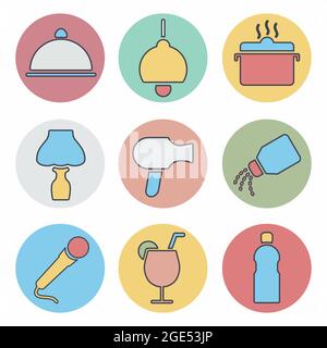 Vector Graphic of - Hotel and Restaurant Set Icon Part 2 - Color Mate Style - simple illustration. Editable stroke. Design template vector.outline sty Stock Vector