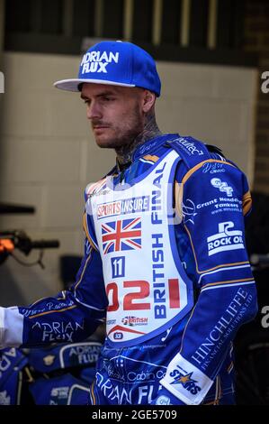 MANCHESTER, UK. AUGUST 16TH Lewis Kerr before the meeting during the Sports Insure British Speedway Finals at the National Speedway Stadium, Manchester on Monday 16th August 2021. (Credit: Ian Charles | MI News) Credit: MI News & Sport /Alamy Live News Stock Photo