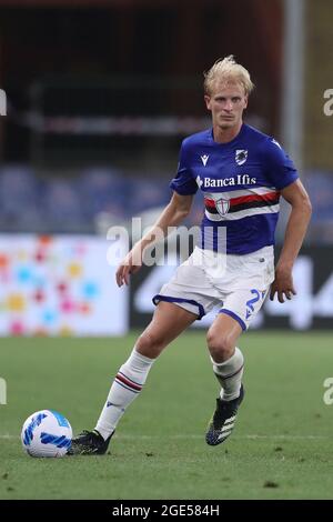 Genoa, Italy, 16th August 2021. Morten Thorsby of UC Sampdoria during the Coppa Italia match at Luigi Ferraris, Genoa. Picture credit should read: Jonathan Moscrop / Sportimage Credit: Sportimage/Alamy Live News Credit: Sportimage/Alamy Live News