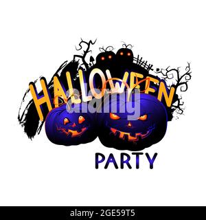 Vector Illustration with sinister Pumpkins and lettering on a white background. Cartoon style. Stock Vector