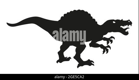 Dinosaur silhouette. Spinosaurus black silhouette. Vector illustration isolated on white background Stock Vector