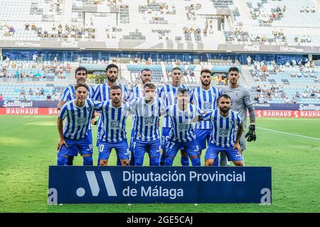 Malaga, Spain. 16th Aug, 2021. Malaga CF players pose for a group photo before the La Liga Smartbank 2021/2022 soccer match between Malaga CF and CD Mirandes at La Rosaleda Stadium in Malaga. (Final score; Malaga CF 0:0 CD Mirandes) Credit: SOPA Images Limited/Alamy Live News Stock Photo