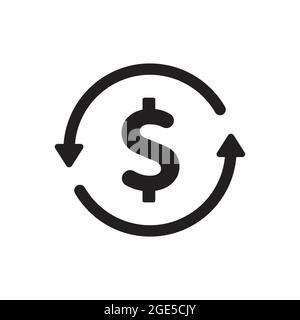 Money back refund investment icon vector, repeat arrow flat design for graphic design, logo, web site, social media, mobile app, ui illustration Stock Vector