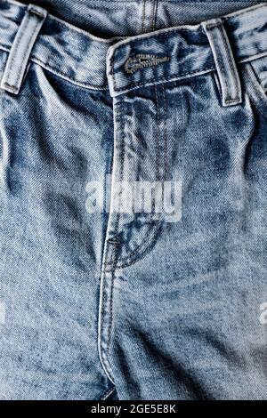 Blue Denim jeans texture. Denim background texture for design. Canvas denim texture. Blue denim that can be used as background Stock Photo