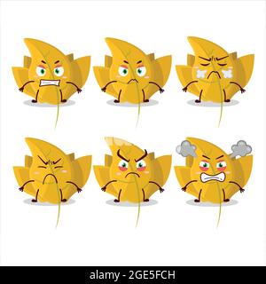 Conkers yellow leafz cartoon character with various angry expressions. Vector illustration Stock Vector