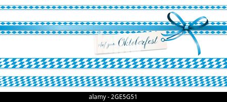 EPS 10 vector illustration of white and blue checkered banners for German Oktoberfest time 2021 Stock Vector
