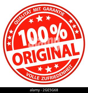 eps vector file. Round button for business and advertising usage, isolated on white background. With text 100% original (german) Stock Vector