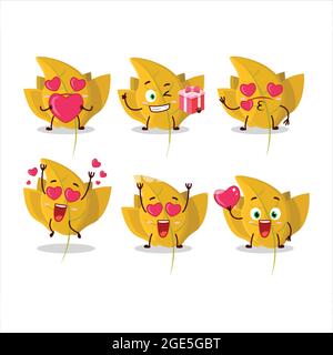 Conkers yellow leafz cartoon character with love cute emoticon. Vector illustration Stock Vector