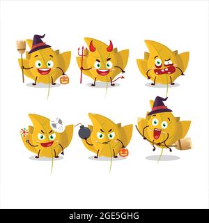 Halloween expression emoticons with cartoon character of conkers yellow leafz. Vector illustration Stock Vector