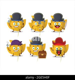 Cartoon character of conkers yellow leafz with various pirates emoticons. Vector illustration Stock Vector